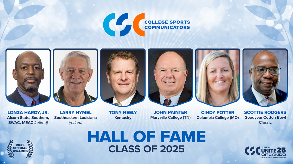 Six-member College Sports Communicators Hall of Fame Class highlights 2025 Special Awards honorees